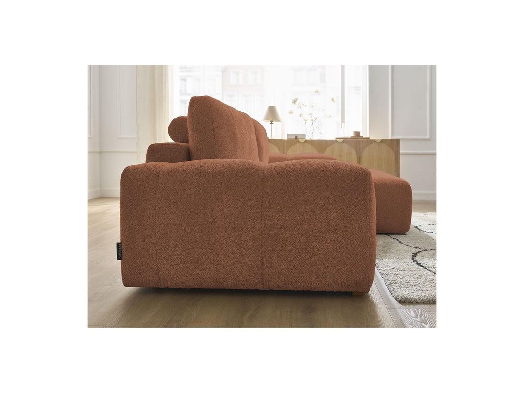 Anakin - Canapé D'Angle Convertible Réversible Coffre - Tissu Bouclette - 2 Coussins