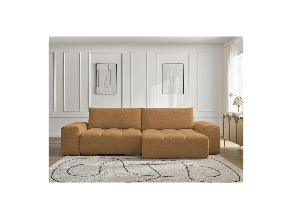 Anakin - Canapé D'Angle Convertible Réversible Coffre - Tissu Bouclette - 2 Coussins