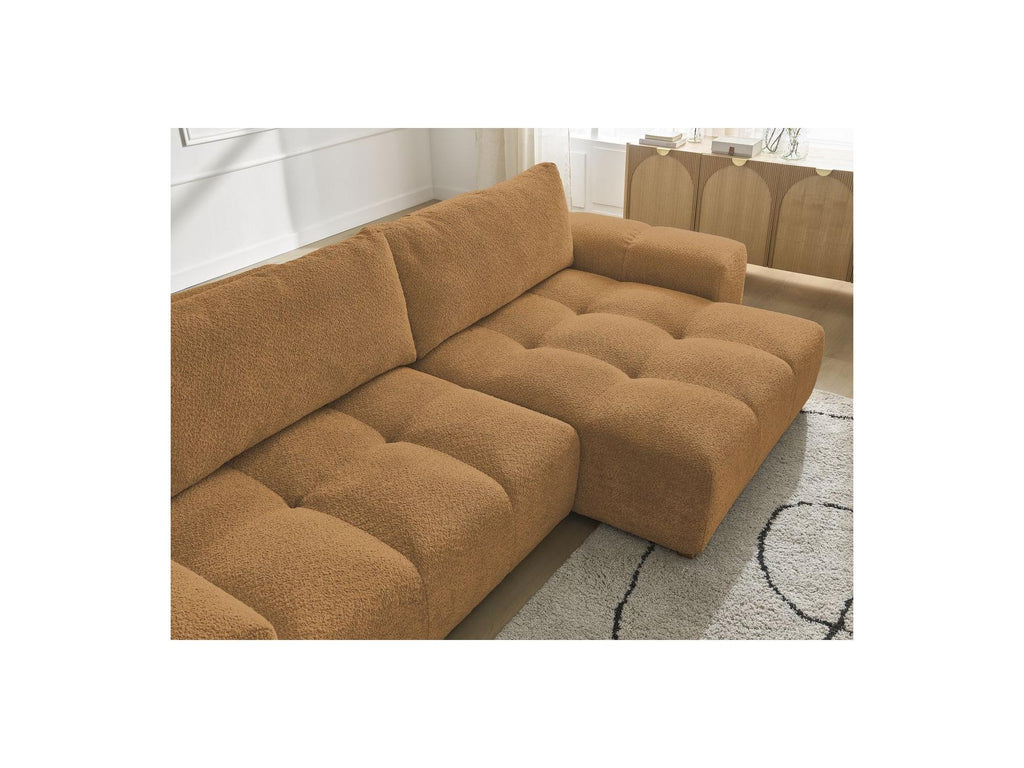 Anakin - Canapé D'Angle Convertible Réversible Coffre - Tissu Bouclette - 2 Coussins