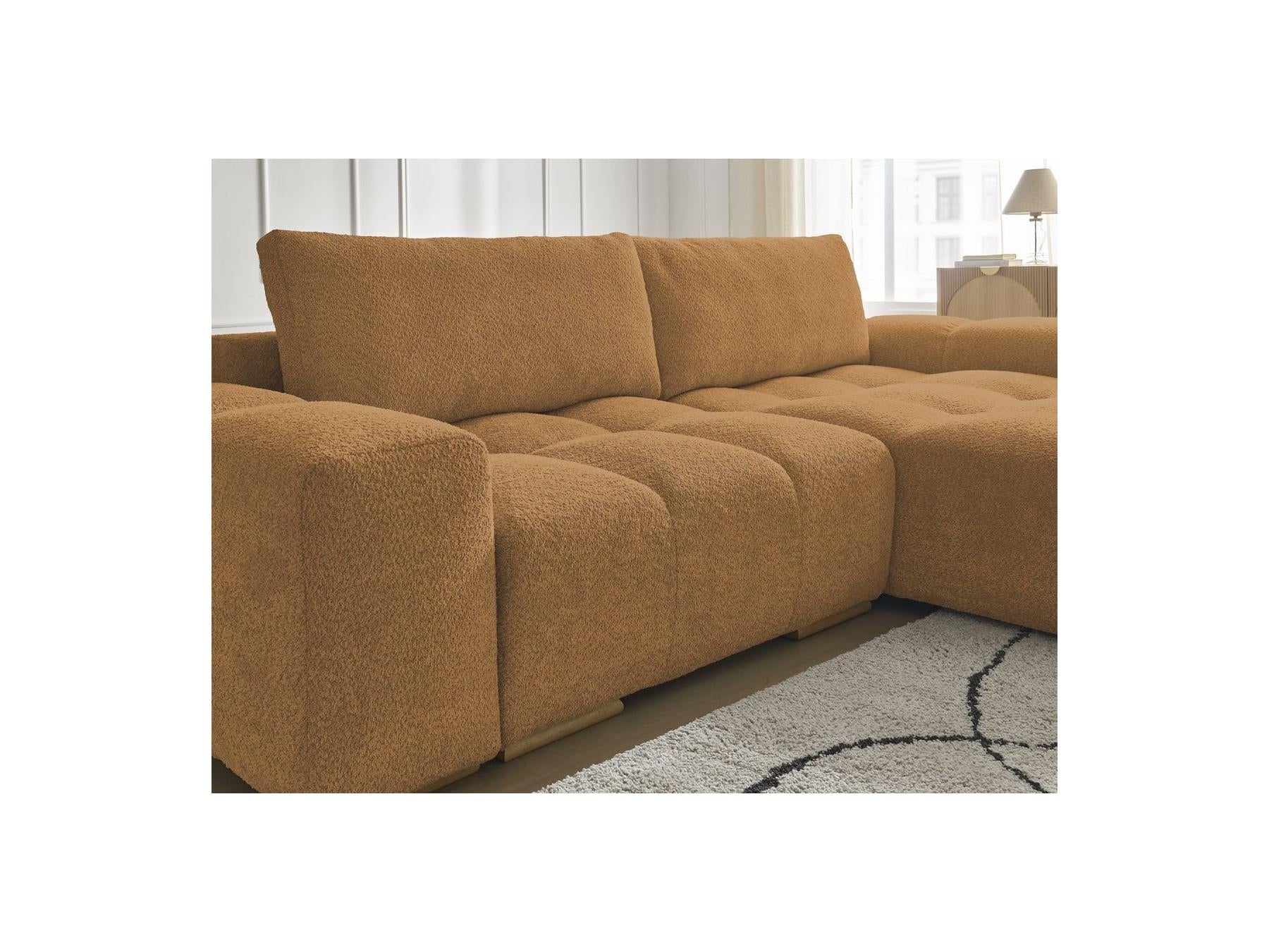 Anakin - Canapé D'Angle Convertible Réversible Coffre - Tissu Bouclette - 2 Coussins