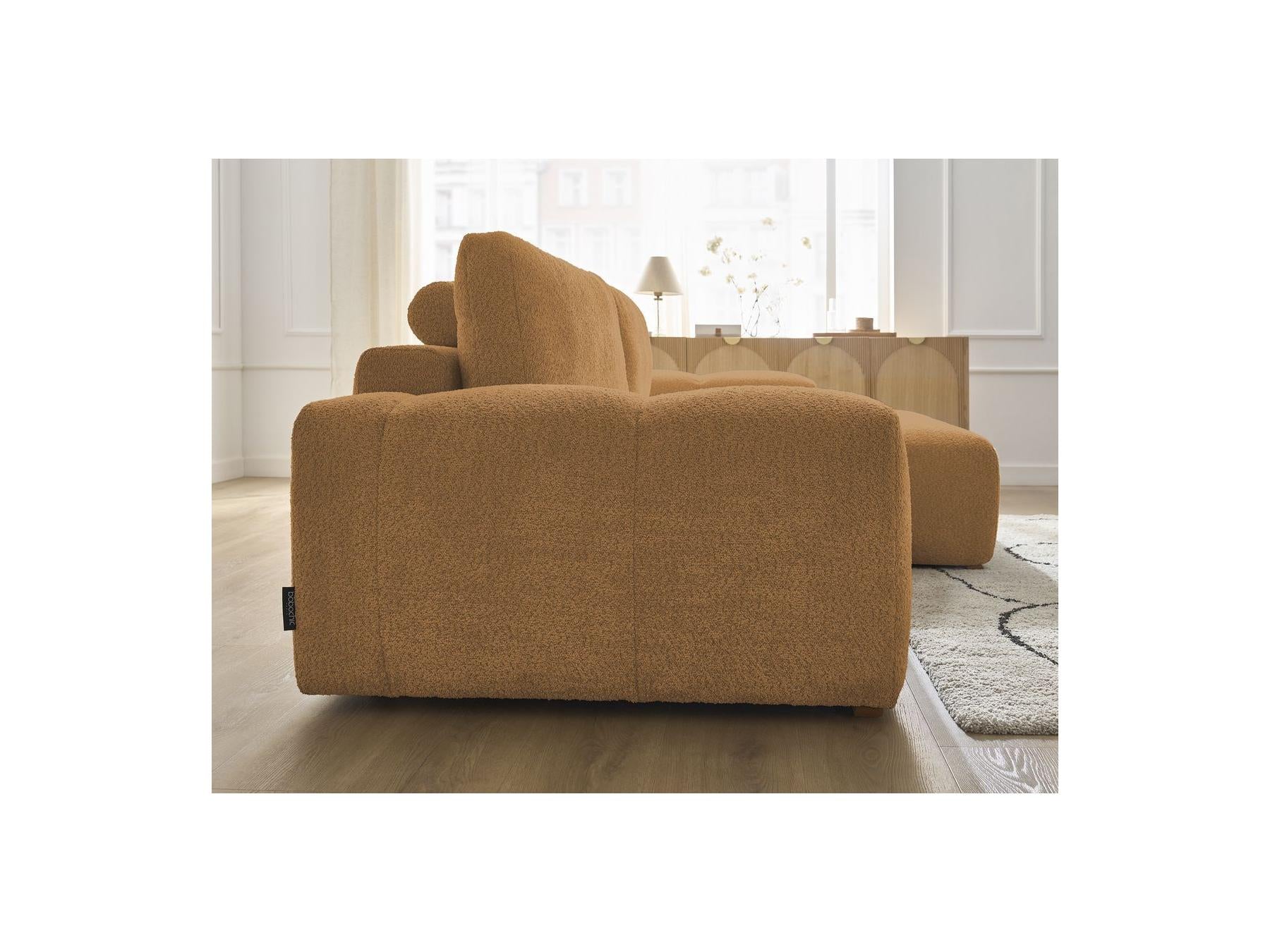 Anakin - Canapé D'Angle Convertible Réversible Coffre - Tissu Bouclette - 2 Coussins