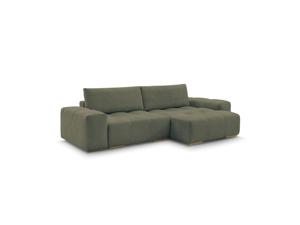Anakin - Canapé D'Angle Convertible Réversible Coffre - Tissu Bouclette - 2 Coussins