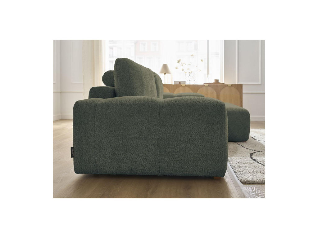 Anakin - Canapé D'Angle Convertible Réversible Coffre - Tissu Bouclette - 2 Coussins