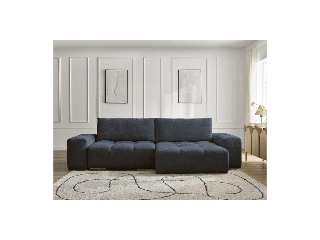 Anakin - Canapé D'Angle Convertible Réversible Coffre - Tissu Bouclette - 2 Coussins
