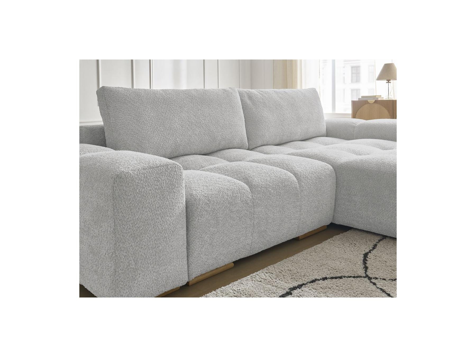 Anakin - Canapé D'Angle Convertible Réversible Coffre - Tissu Bouclette - 2 Coussins