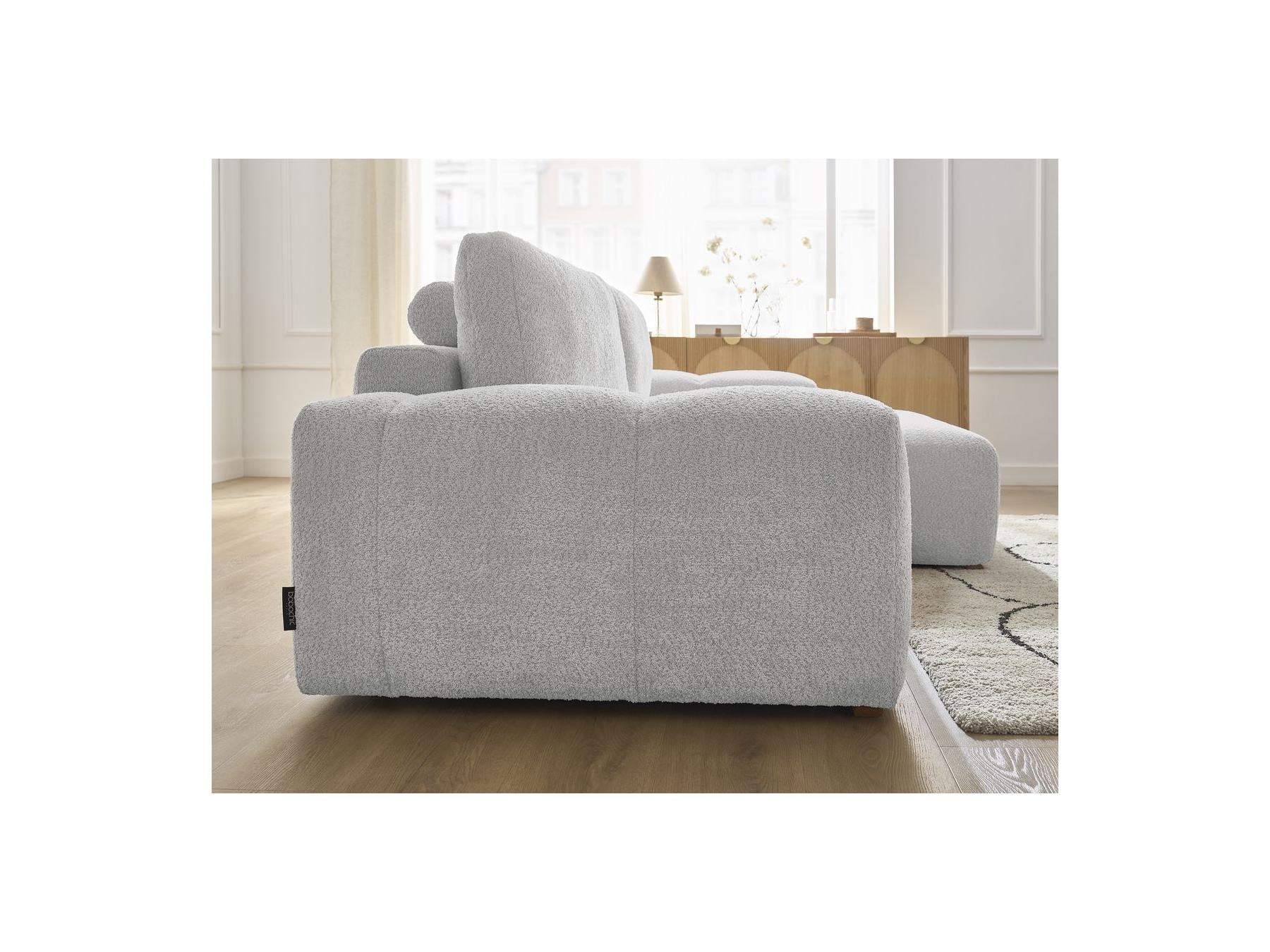 Anakin - Canapé D'Angle Convertible Réversible Coffre - Tissu Bouclette - 2 Coussins