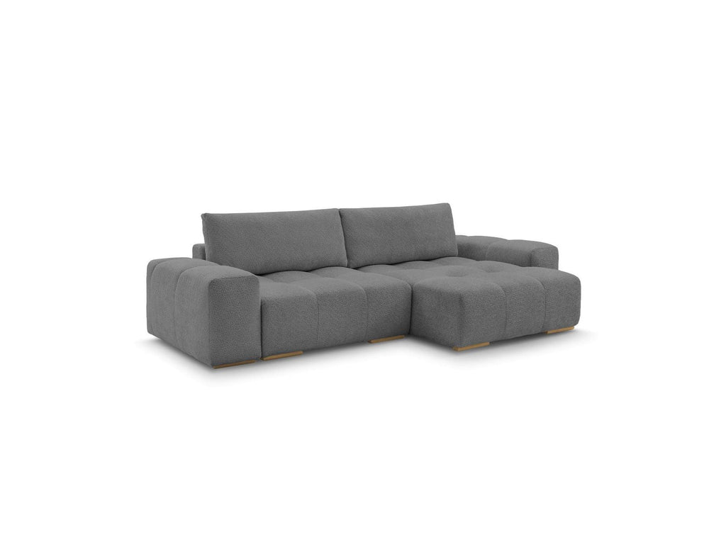 Anakin - Canapé D'Angle Convertible Réversible Coffre - Tissu Bouclette - 2 Coussins