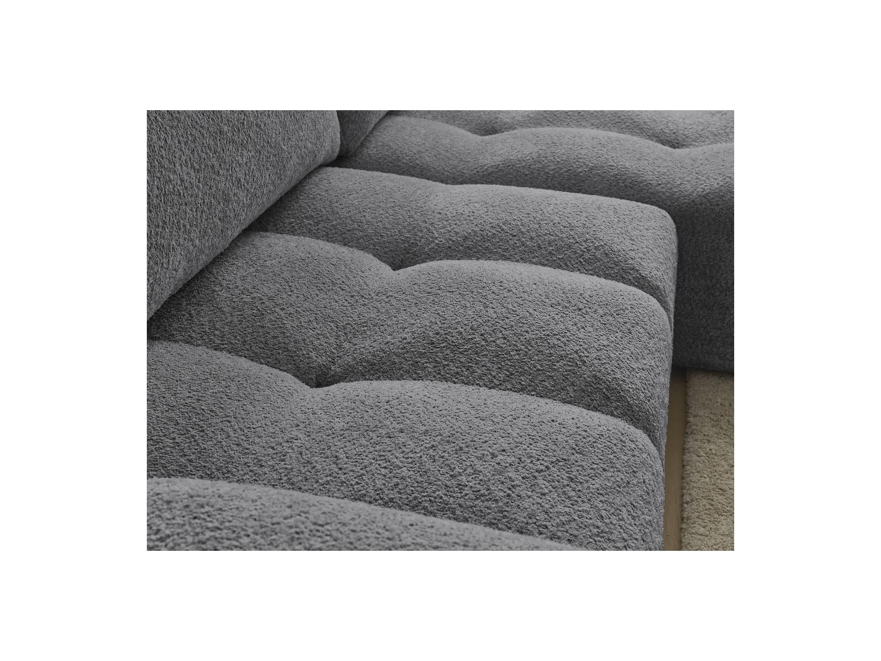 Anakin - Canapé D'Angle Convertible Réversible Coffre - Tissu Bouclette - 2 Coussins