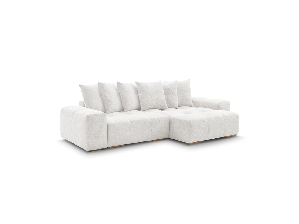 Anakin - Canapé D'Angle Convertible Réversible Coffre - Tissu Bouclette - 6 Coussins