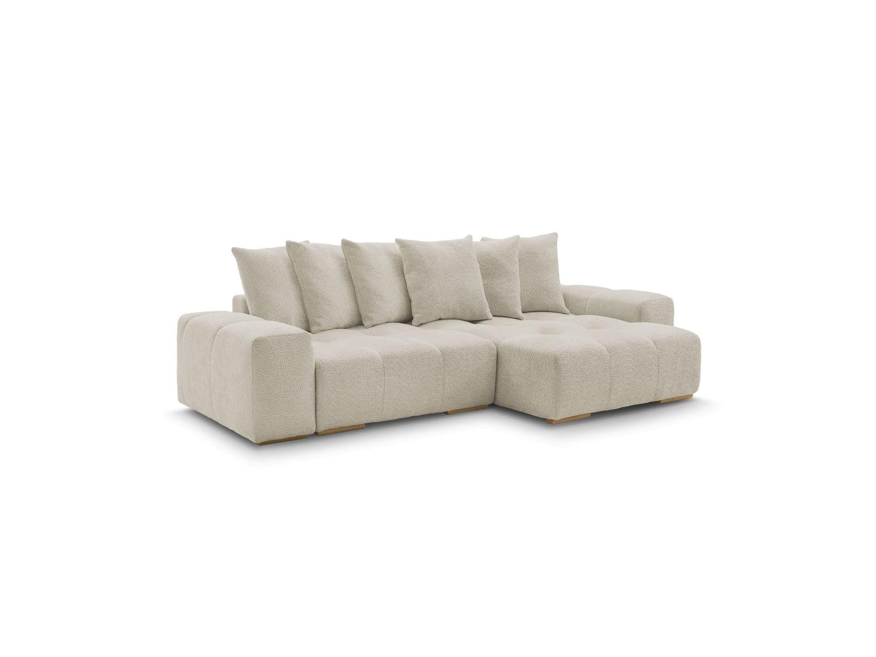 Anakin - Canapé D'Angle Convertible Réversible Coffre - Tissu Bouclette - 6 Coussins