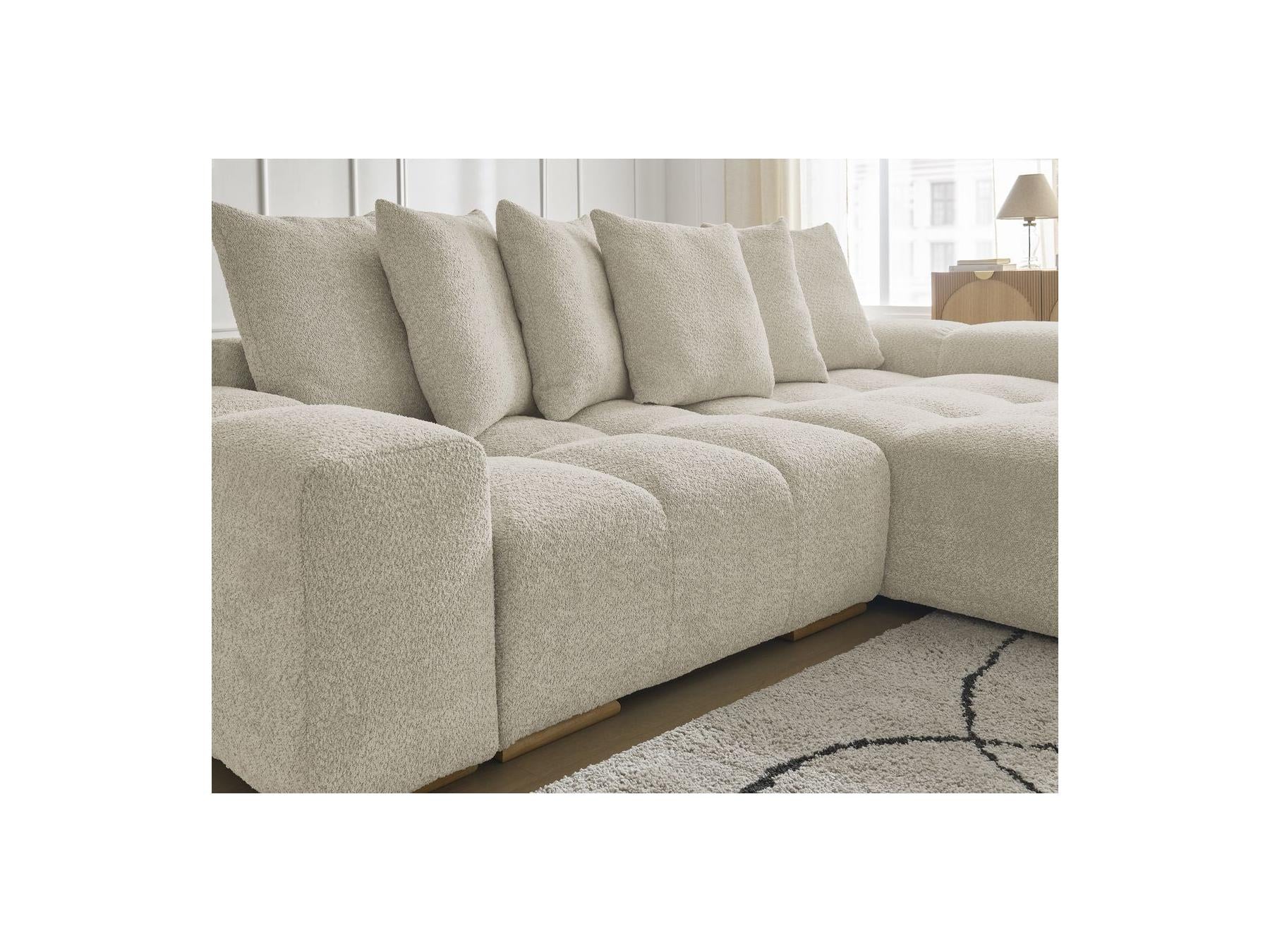 Anakin - Canapé D'Angle Convertible Réversible Coffre - Tissu Bouclette - 6 Coussins