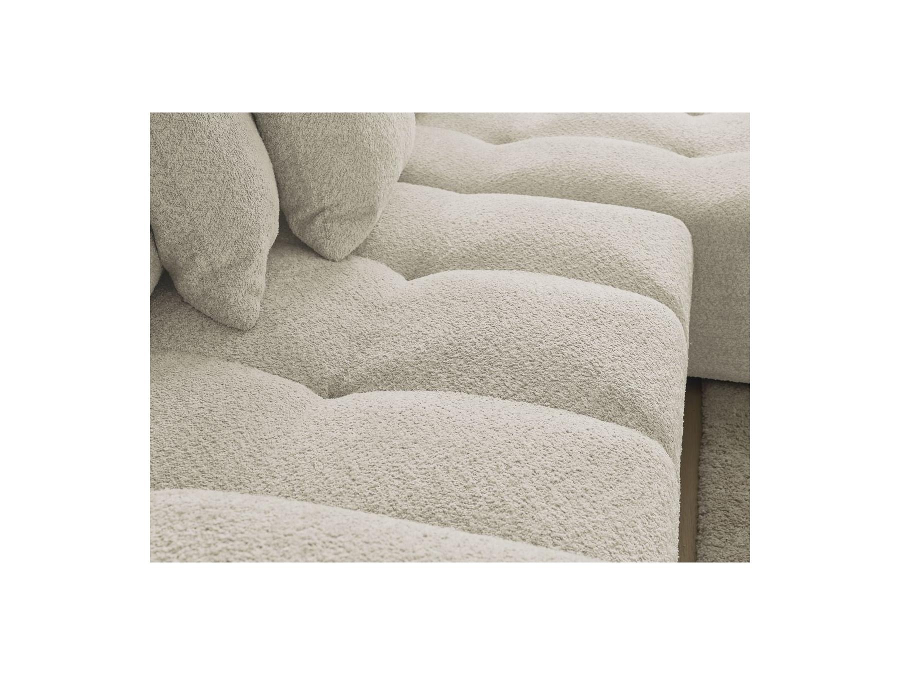 Anakin - Canapé D'Angle Convertible Réversible Coffre - Tissu Bouclette - 6 Coussins