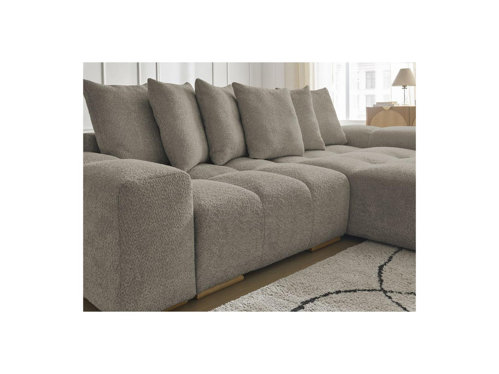Anakin - Canapé D'Angle Convertible Réversible Coffre - Tissu Bouclette - 6 Coussins