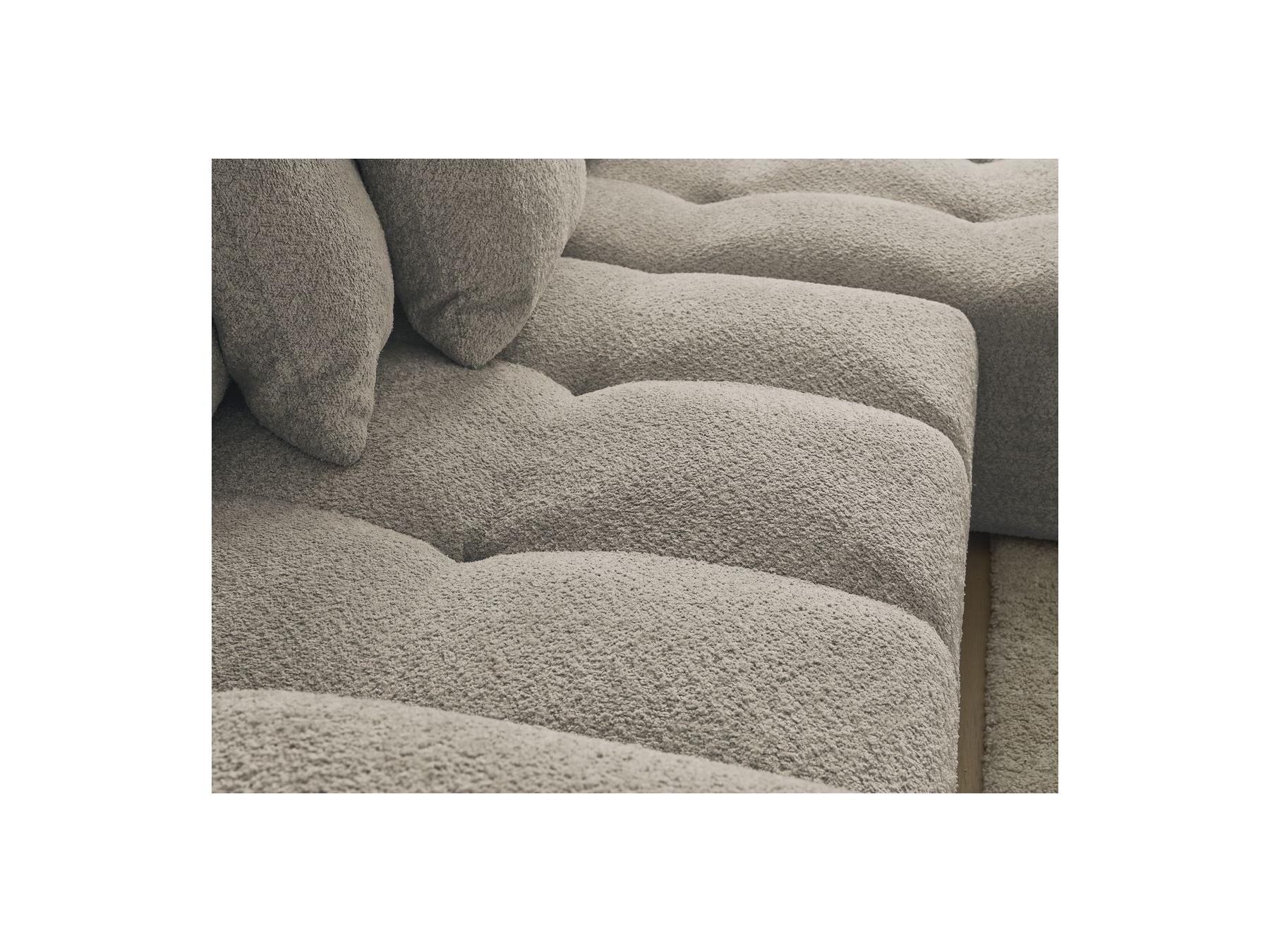 Anakin - Canapé D'Angle Convertible Réversible Coffre - Tissu Bouclette - 6 Coussins