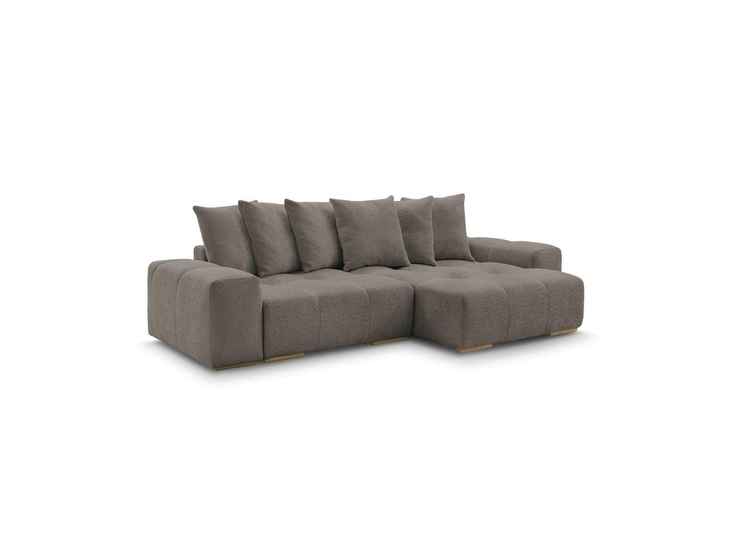 Anakin - Canapé D'Angle Convertible Réversible Coffre - Tissu Bouclette - 6 Coussins