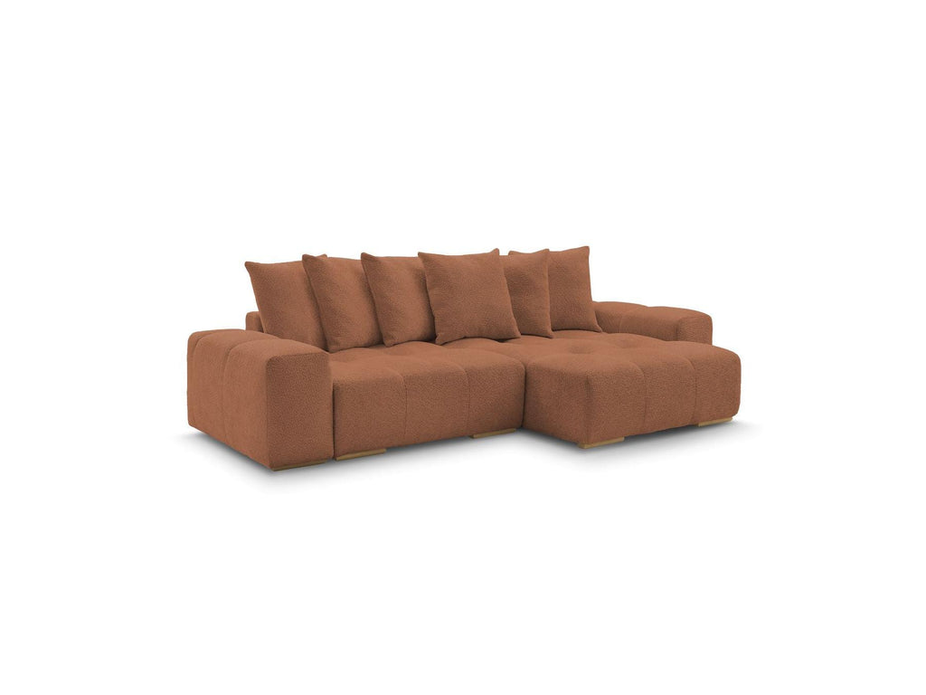 Anakin - Canapé D'Angle Convertible Réversible Coffre - Tissu Bouclette - 6 Coussins