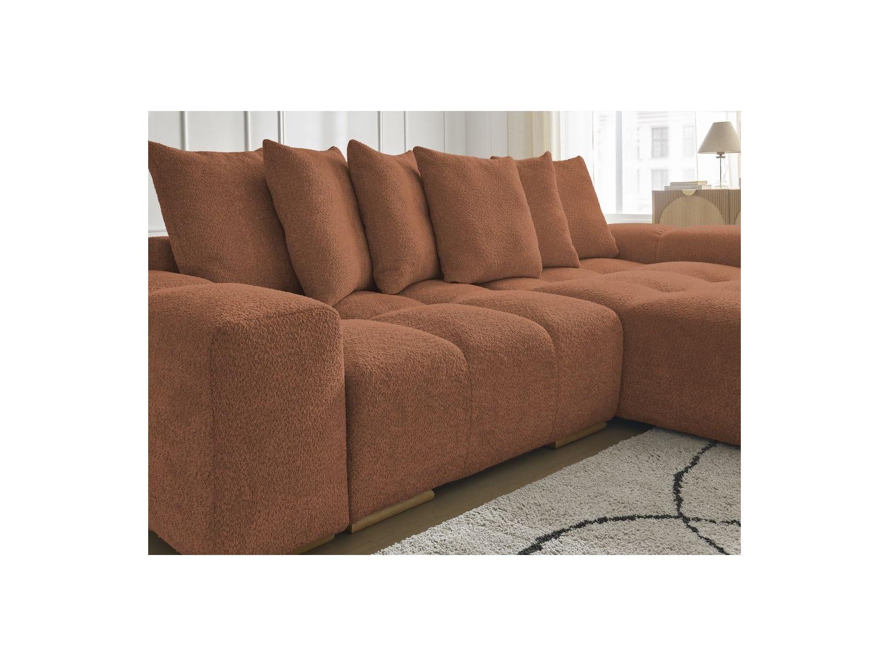 Anakin - Canapé D'Angle Convertible Réversible Coffre - Tissu Bouclette - 6 Coussins
