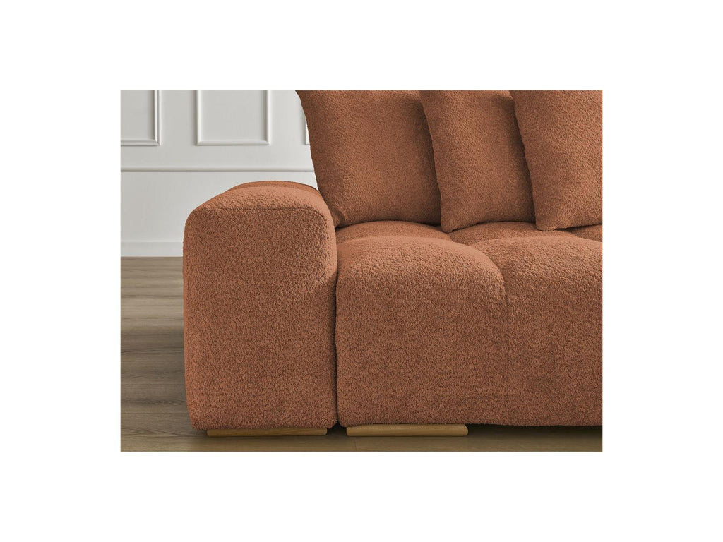 Anakin - Canapé D'Angle Convertible Réversible Coffre - Tissu Bouclette - 6 Coussins