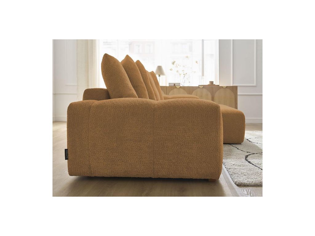 Anakin - Canapé D'Angle Convertible Réversible Coffre - Tissu Bouclette - 6 Coussins