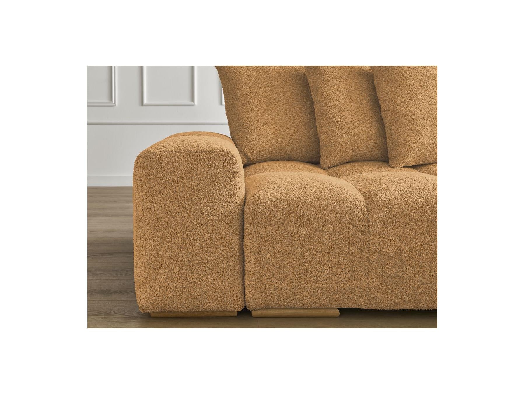 Anakin - Canapé D'Angle Convertible Réversible Coffre - Tissu Bouclette - 6 Coussins