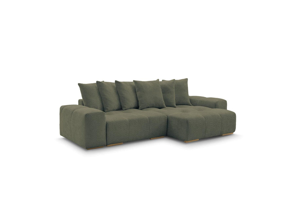 Anakin - Canapé D'Angle Convertible Réversible Coffre - Tissu Bouclette - 6 Coussins