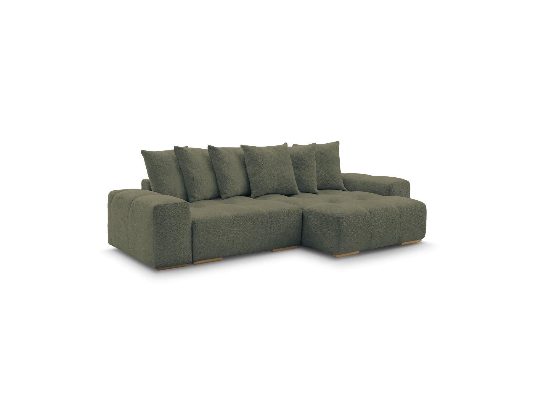 Anakin - Canapé D'Angle Convertible Réversible Coffre - Tissu Bouclette - 6 Coussins