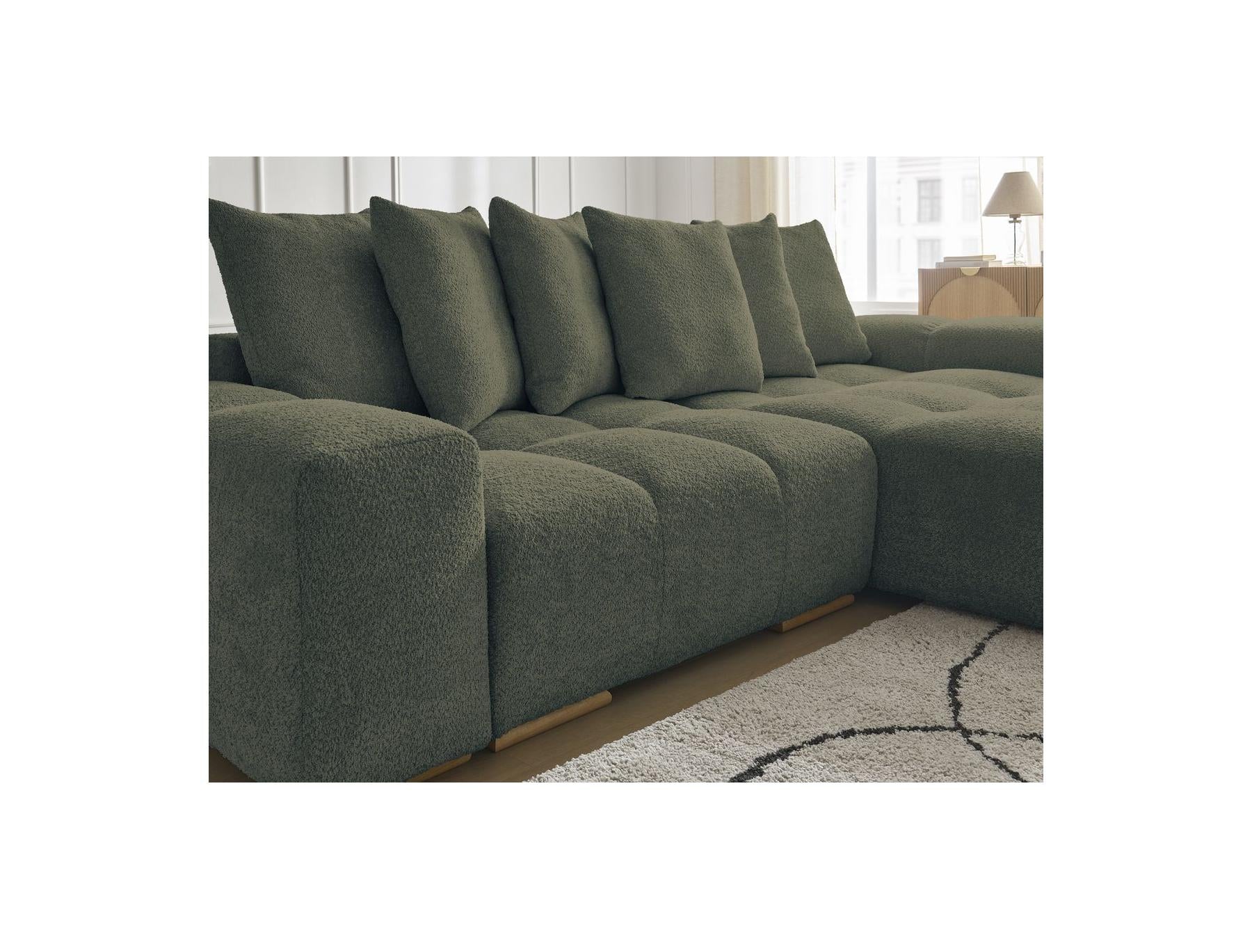 Anakin - Canapé D'Angle Convertible Réversible Coffre - Tissu Bouclette - 6 Coussins