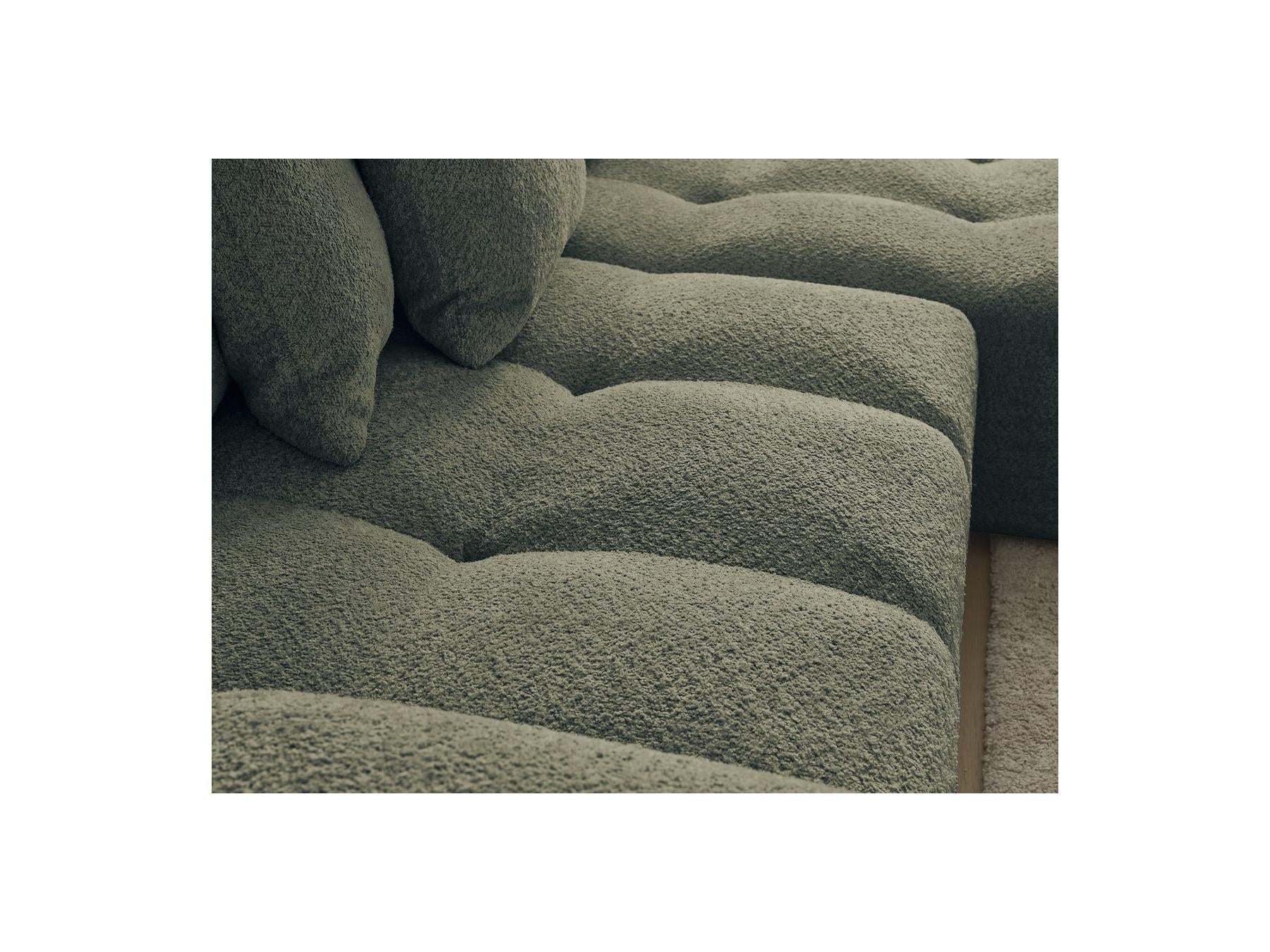 Anakin - Canapé D'Angle Convertible Réversible Coffre - Tissu Bouclette - 6 Coussins