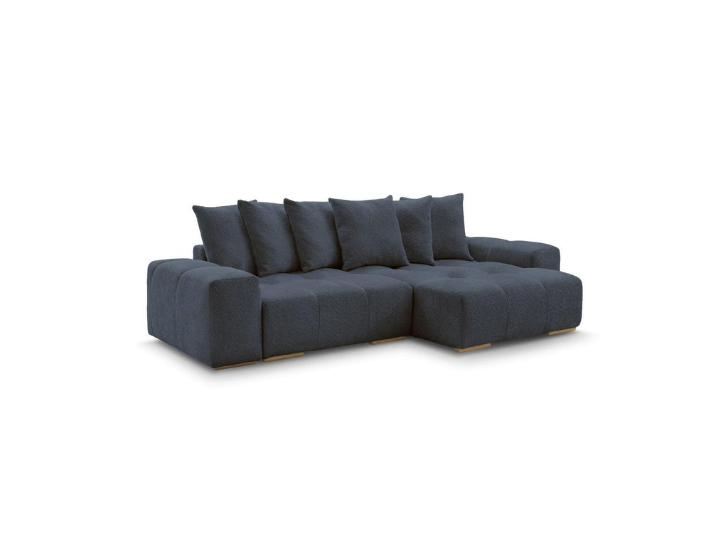 Anakin - Canapé D'Angle Convertible Réversible Coffre - Tissu Bouclette - 6 Coussins