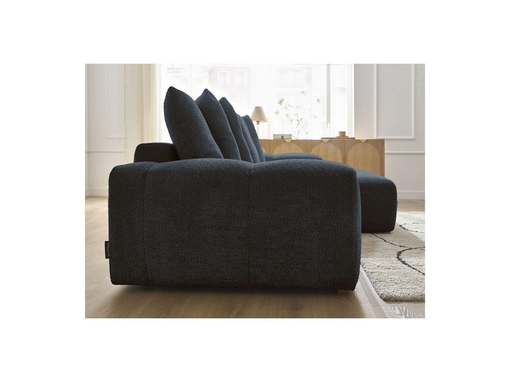 Anakin - Canapé D'Angle Convertible Réversible Coffre - Tissu Bouclette - 6 Coussins