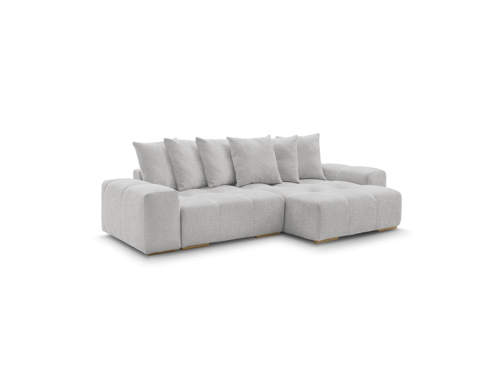 Anakin - Canapé D'Angle Convertible Réversible Coffre - Tissu Bouclette - 6 Coussins