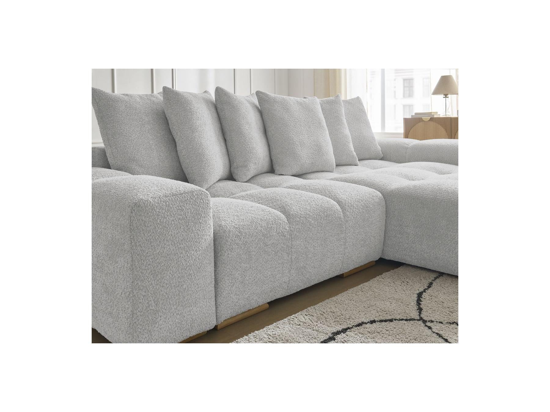 Anakin - Canapé D'Angle Convertible Réversible Coffre - Tissu Bouclette - 6 Coussins