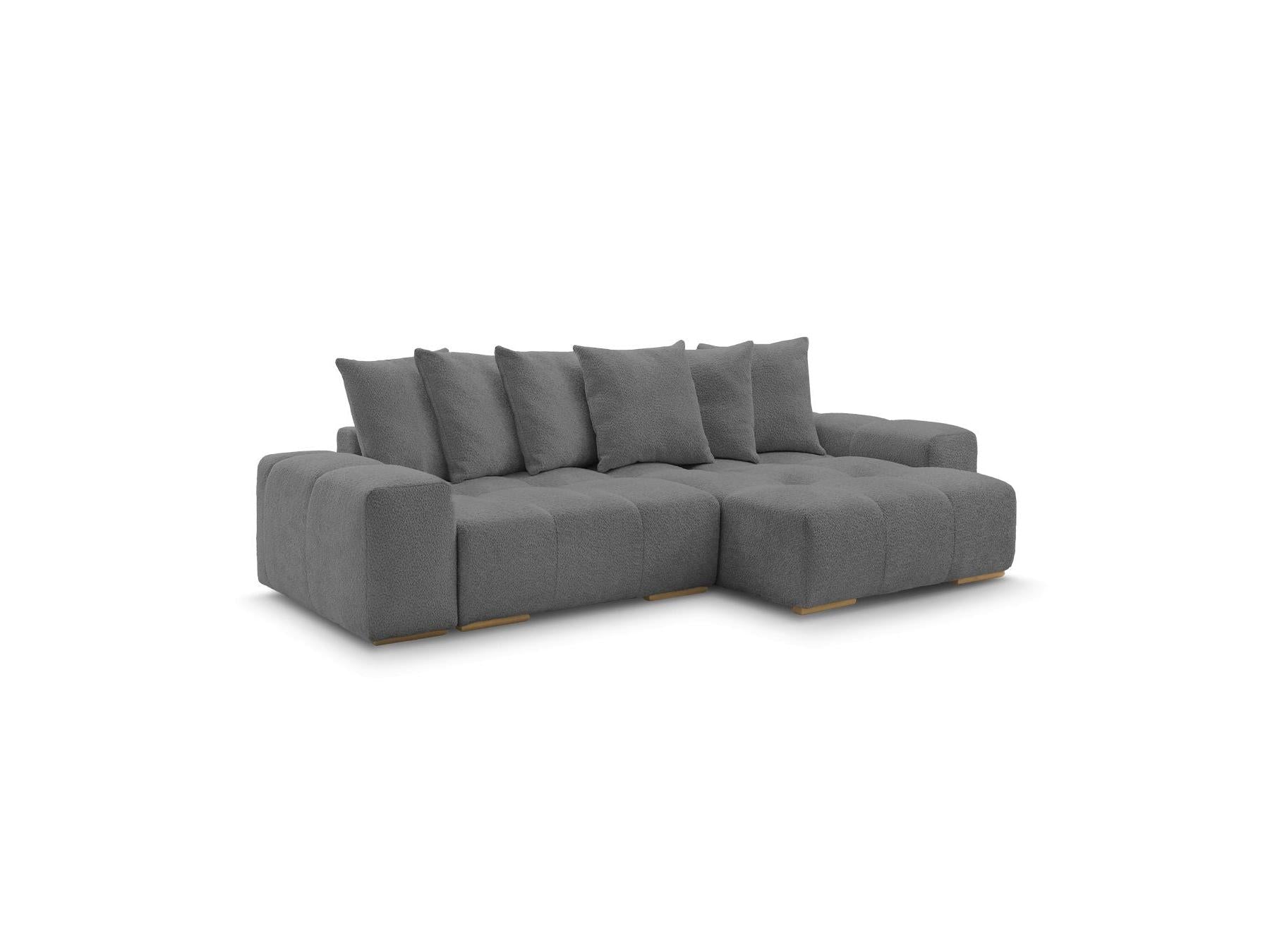 Anakin - Canapé D'Angle Convertible Réversible Coffre - Tissu Bouclette - 6 Coussins