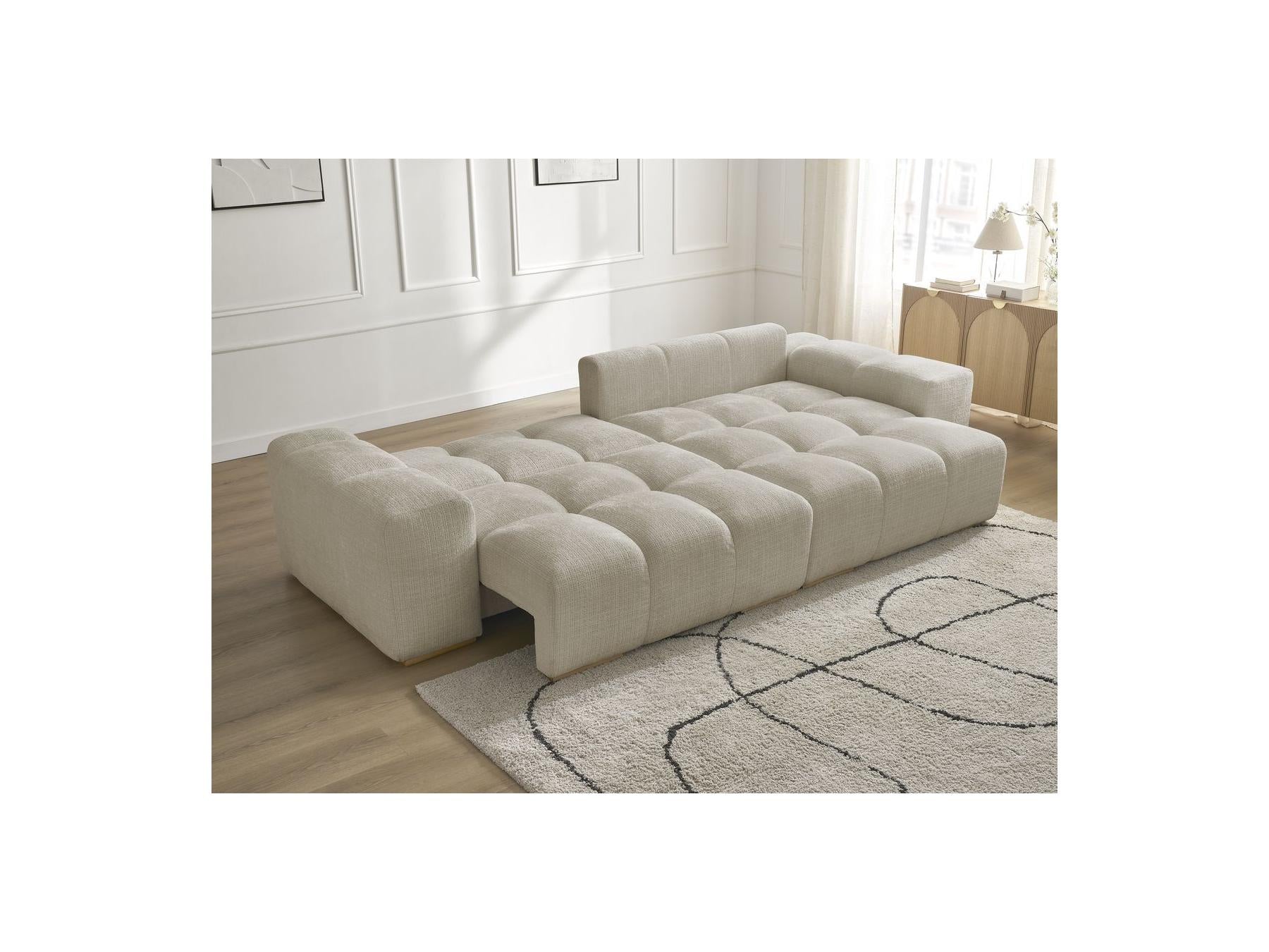 Anakin - Canapé D'Angle Réversible Convertible Coffre - Tissu Texturé - 6 Coussins
