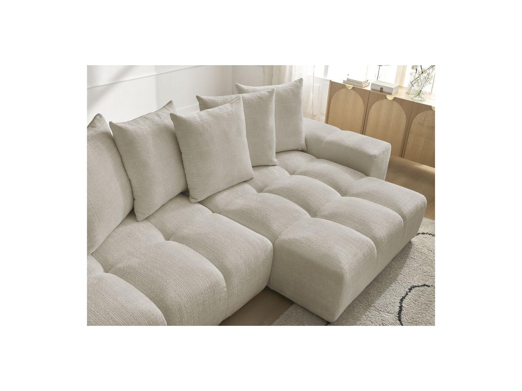 Anakin - Canapé D'Angle Réversible Convertible Coffre - Tissu Texturé - 6 Coussins