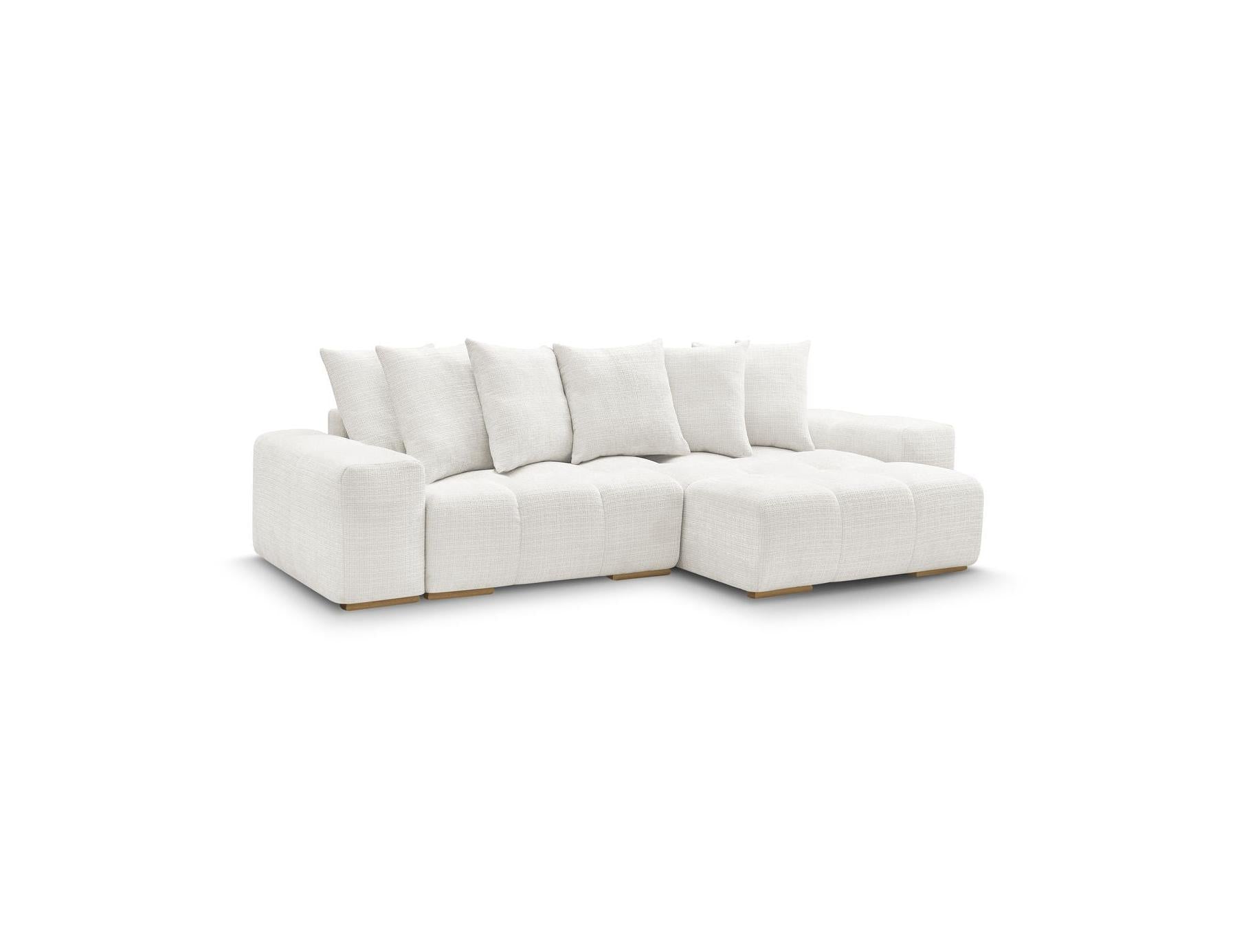 Anakin - Canapé D'Angle Réversible Convertible Coffre - Tissu Texturé - 6 Coussins