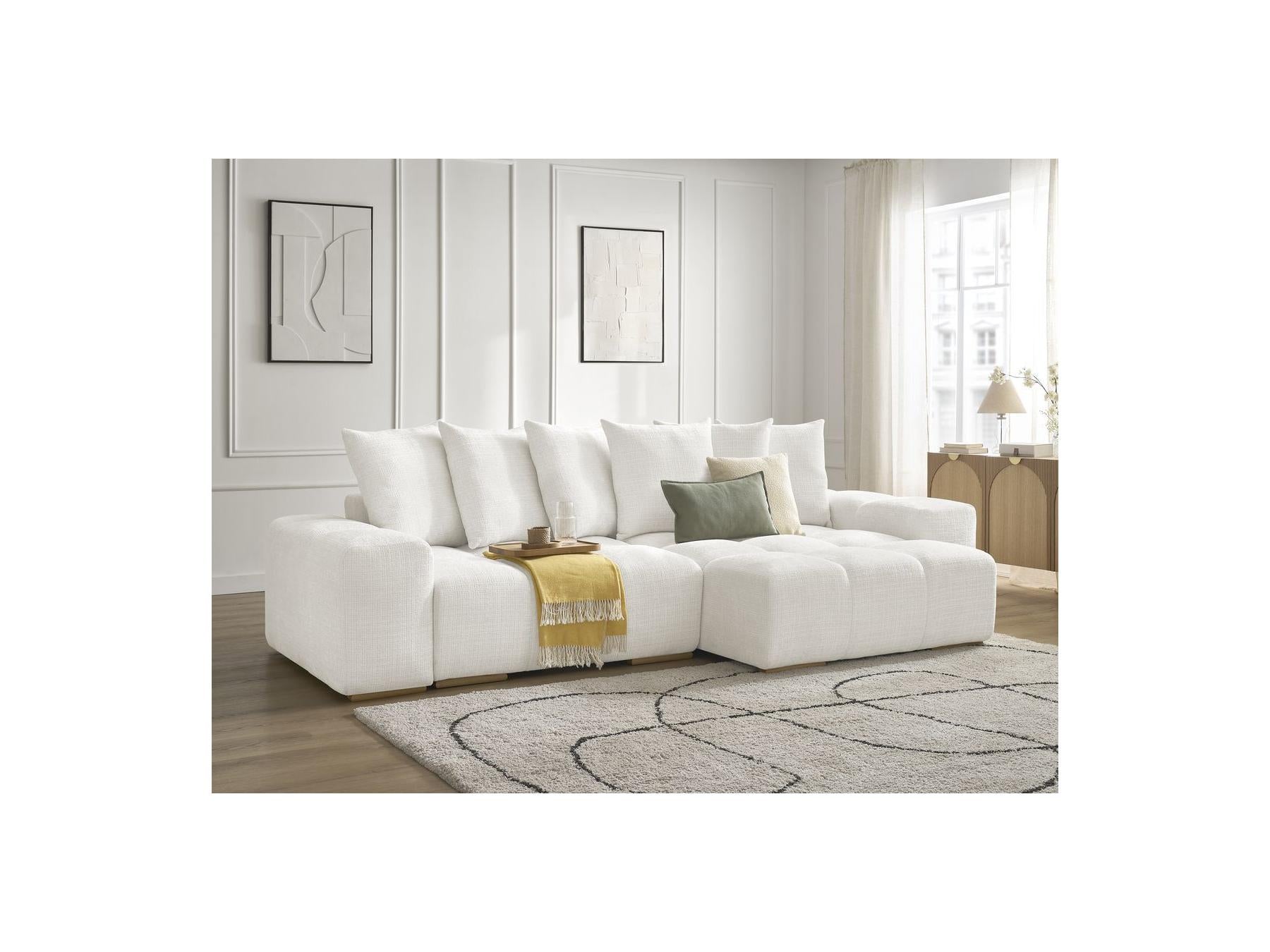 Anakin - Canapé D'Angle Réversible Convertible Coffre - Tissu Texturé - 6 Coussins