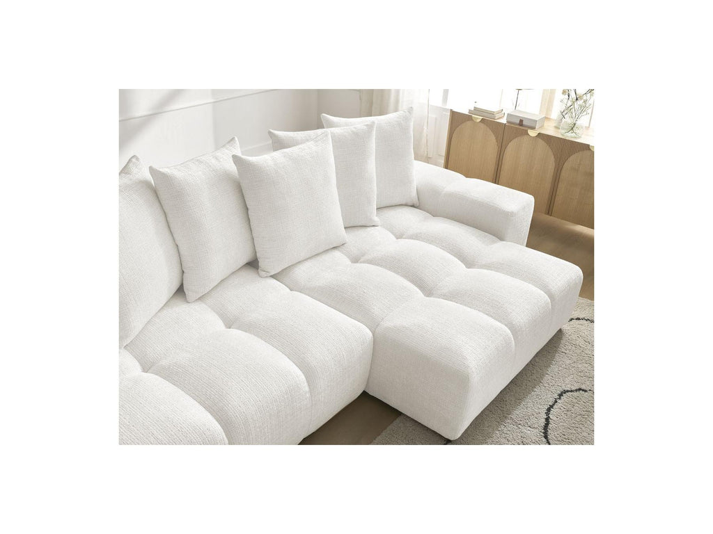 Anakin - Canapé D'Angle Réversible Convertible Coffre - Tissu Texturé - 6 Coussins