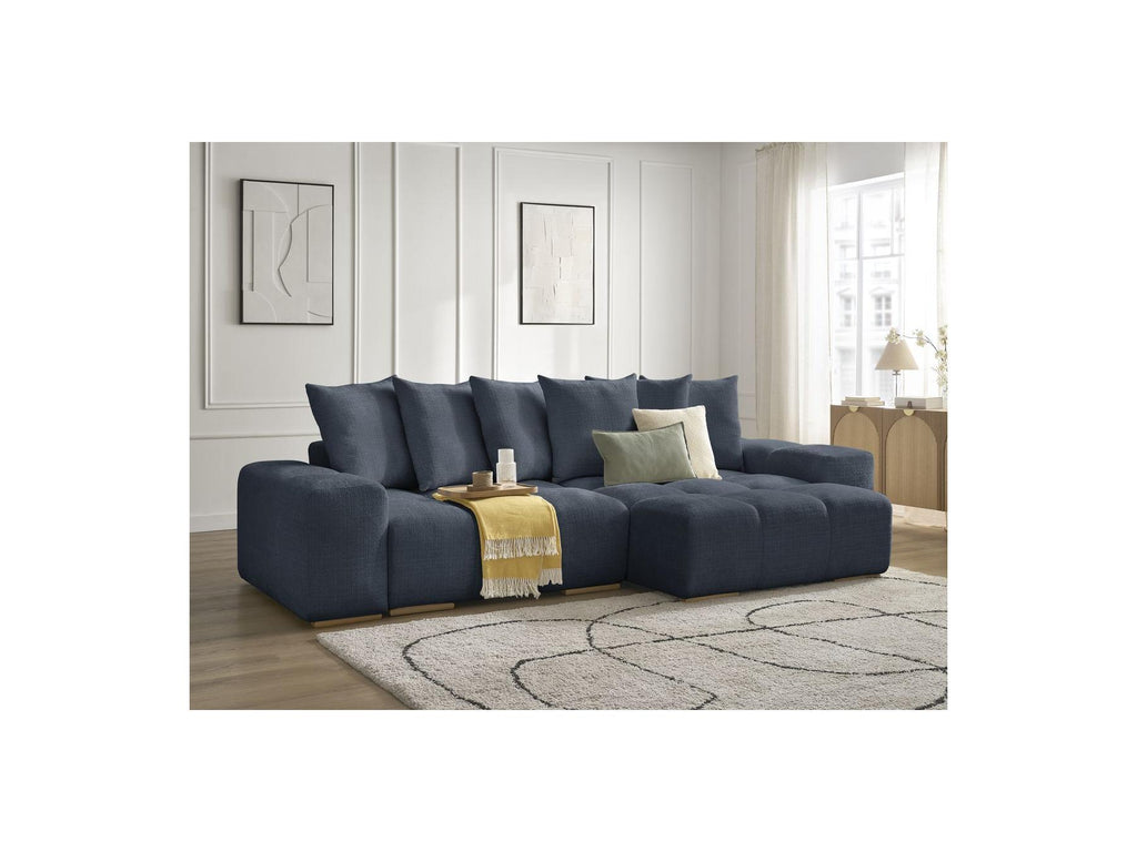 Anakin - Canapé D'Angle Réversible Convertible Coffre - Tissu Texturé - 6 Coussins