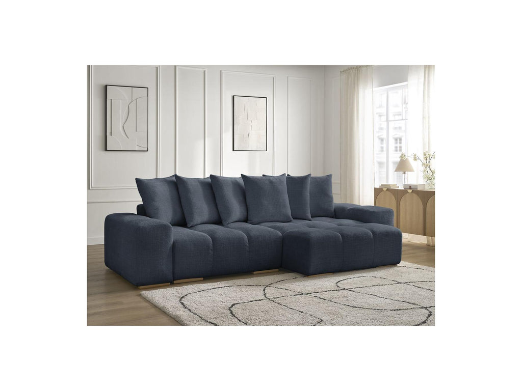 Anakin - Canapé D'Angle Réversible Convertible Coffre - Tissu Texturé - 6 Coussins