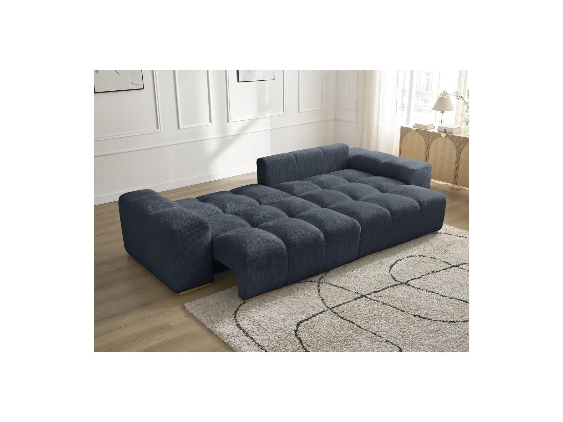 Anakin - Canapé D'Angle Réversible Convertible Coffre - Tissu Texturé - 6 Coussins