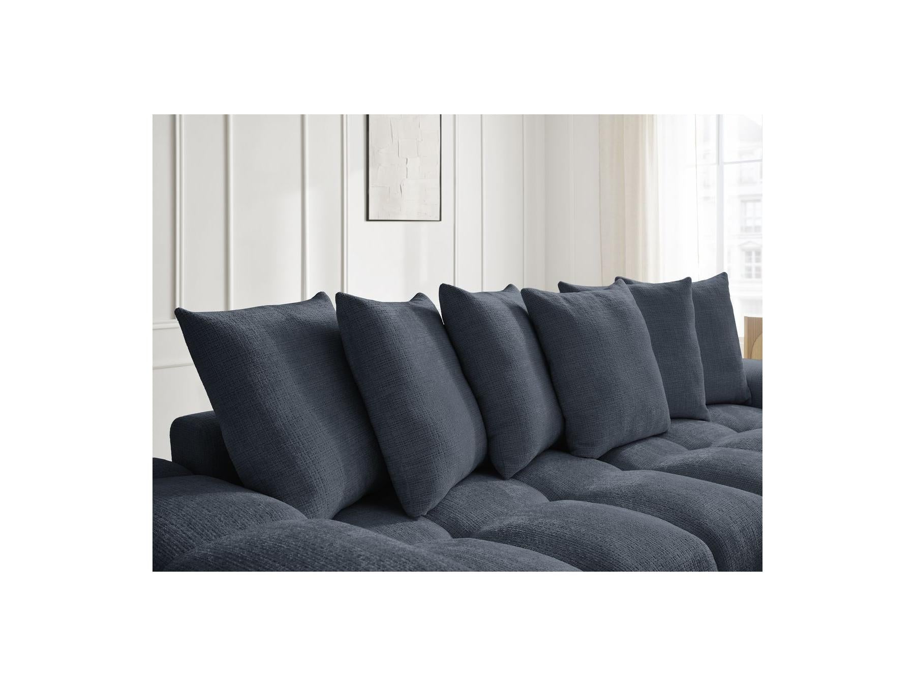 Anakin - Canapé D'Angle Réversible Convertible Coffre - Tissu Texturé - 6 Coussins
