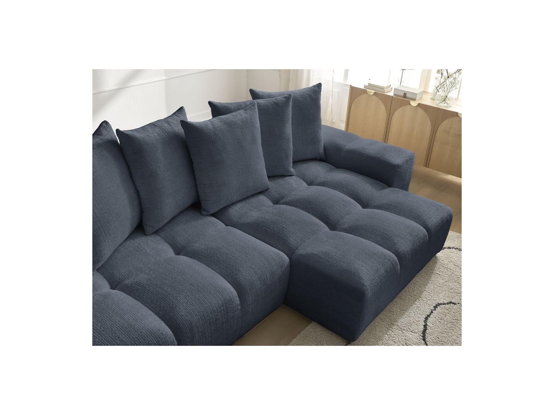 Anakin - Canapé D'Angle Réversible Convertible Coffre - Tissu Texturé - 6 Coussins