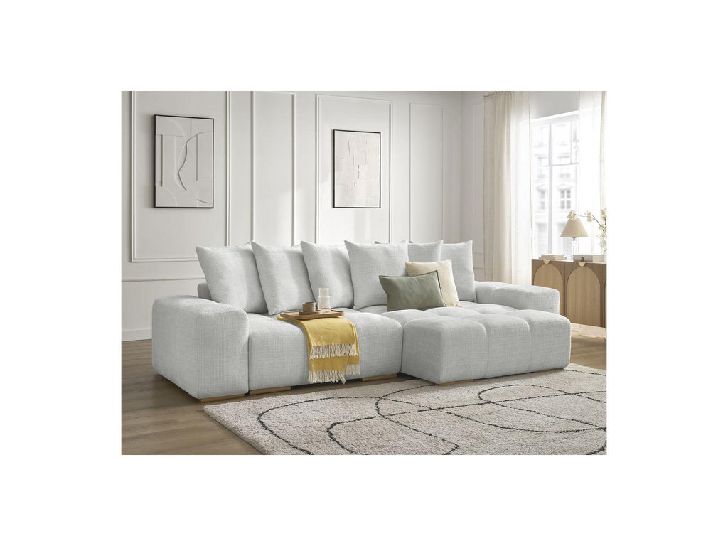 Anakin - Canapé D'Angle Réversible Convertible Coffre - Tissu Texturé - 6 Coussins