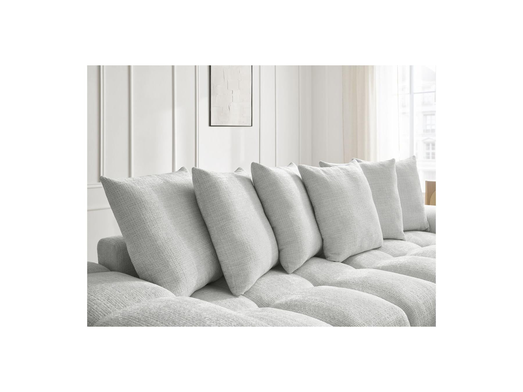 Anakin - Canapé D'Angle Réversible Convertible Coffre - Tissu Texturé - 6 Coussins