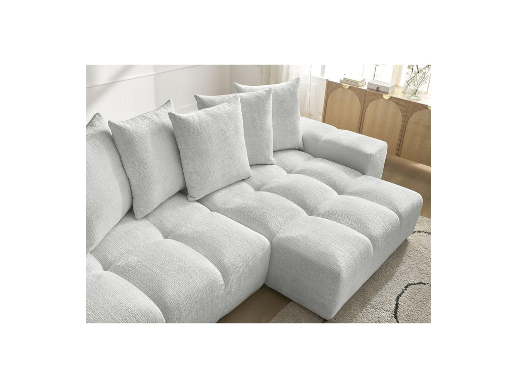Anakin - Canapé D'Angle Réversible Convertible Coffre - Tissu Texturé - 6 Coussins