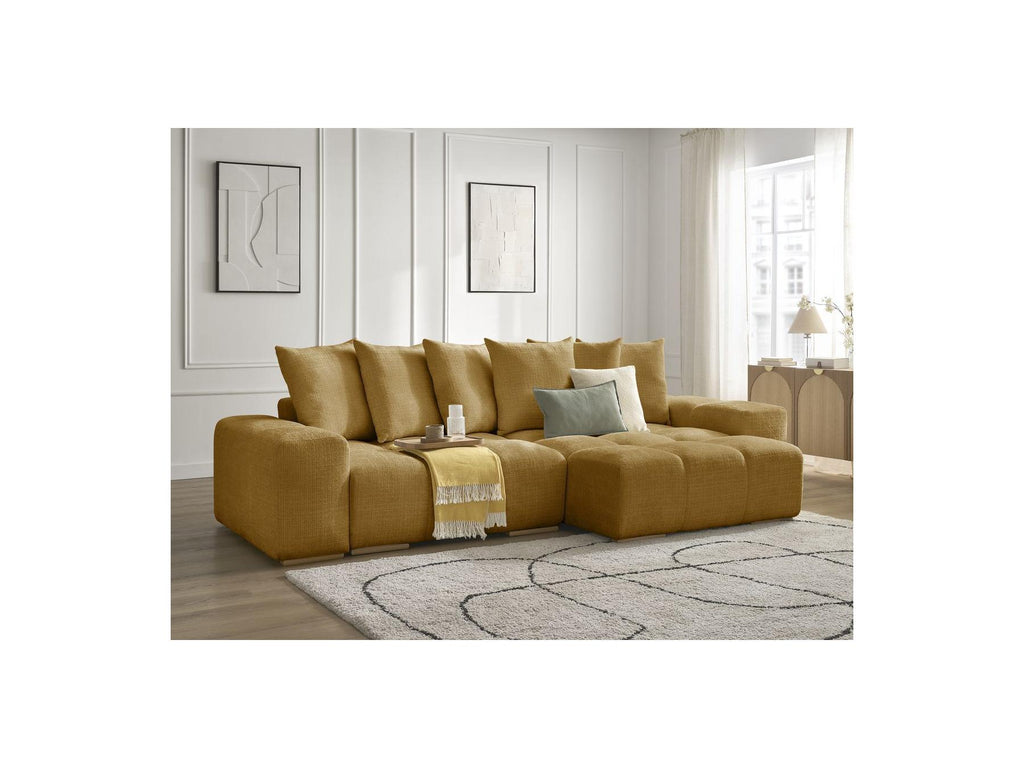 Anakin - Canapé D'Angle Réversible Convertible Coffre - Tissu Texturé - 6 Coussins