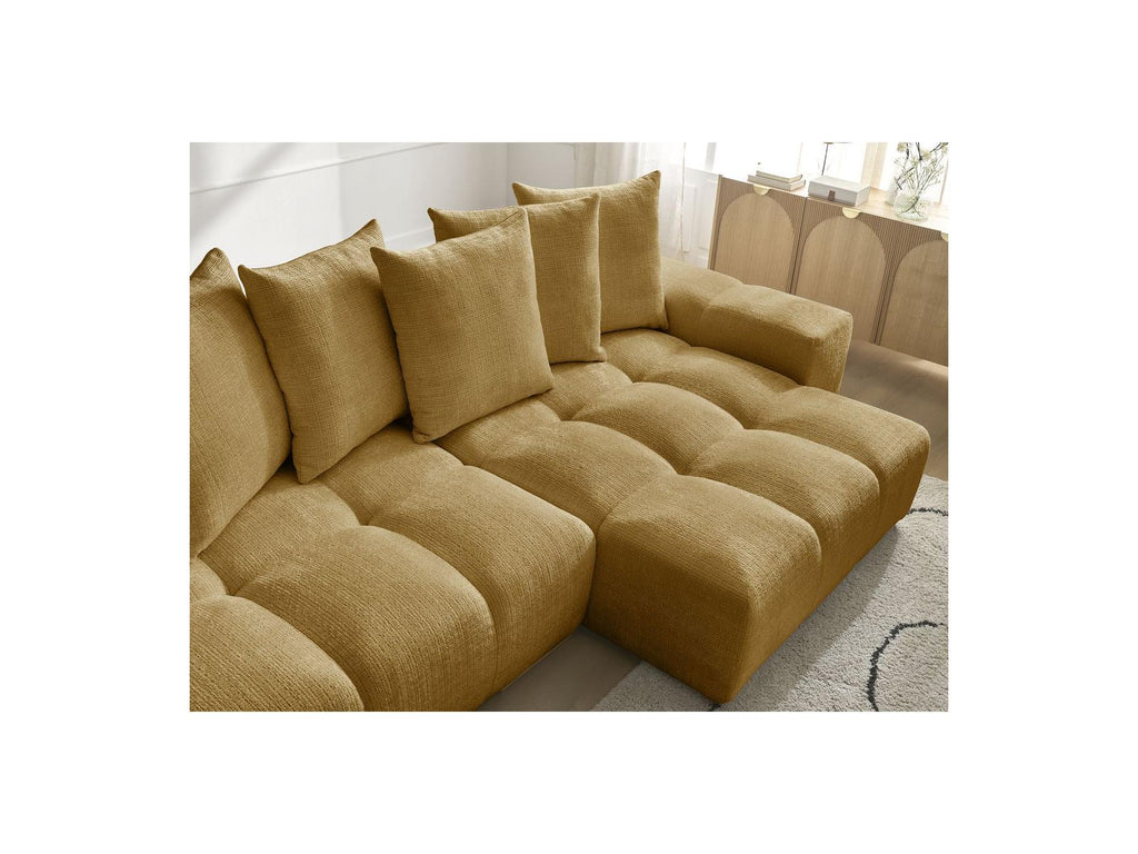 Anakin - Canapé D'Angle Réversible Convertible Coffre - Tissu Texturé - 6 Coussins