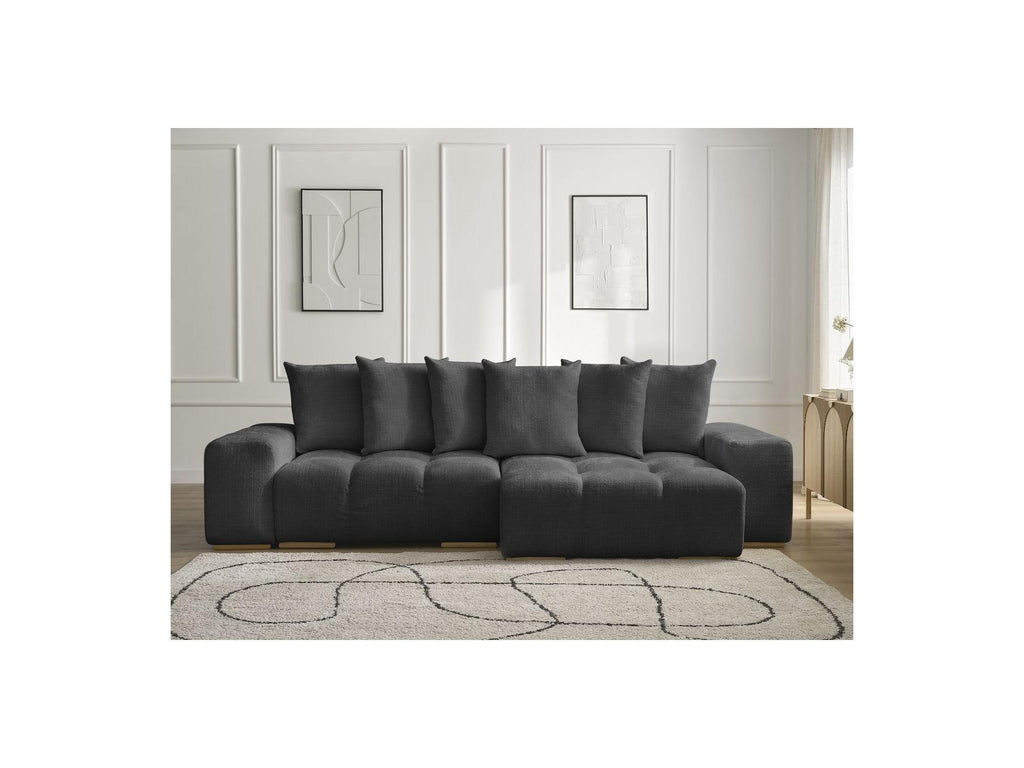 Anakin - Canapé D'Angle Réversible Convertible Coffre - Tissu Texturé - 6 Coussins
