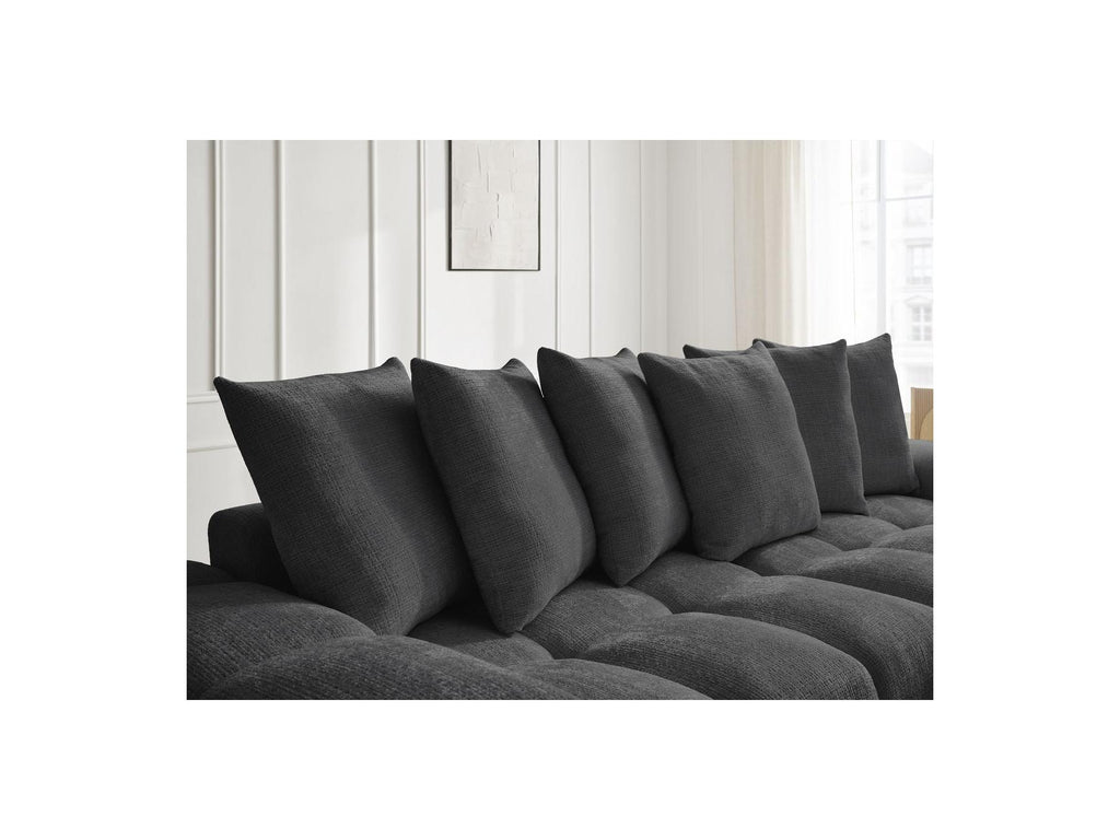 Anakin - Canapé D'Angle Réversible Convertible Coffre - Tissu Texturé - 6 Coussins